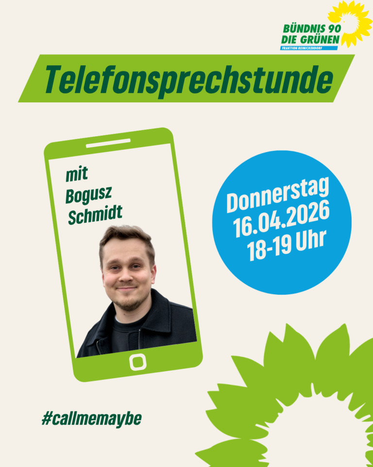 Grüne Fraktion Reinickendorf lädt zur Telefonsprechstunde ein